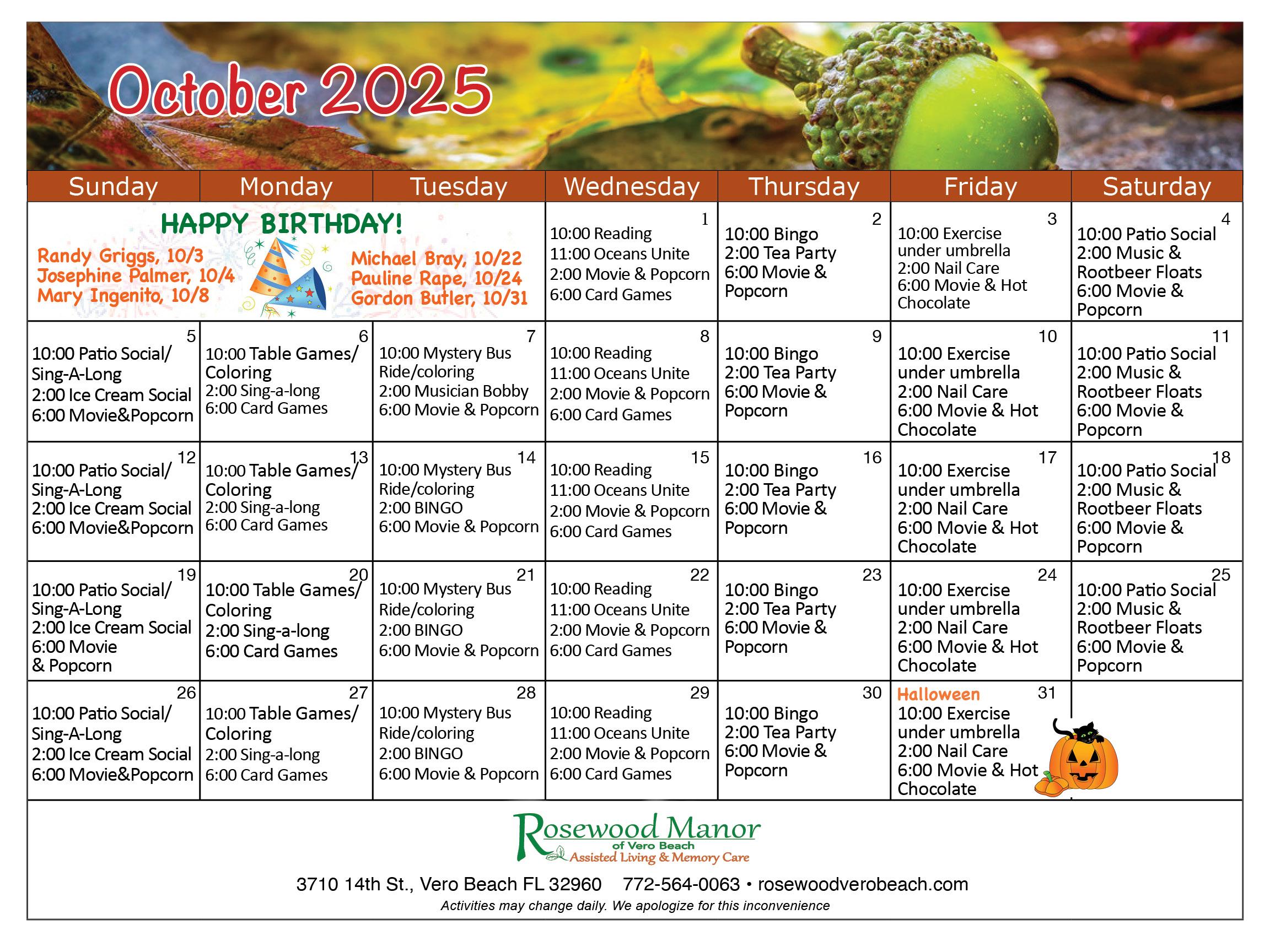 October Events
