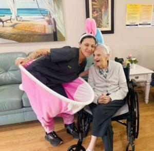 Playing Easter games with the residents